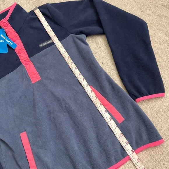 Columbia Womens XS Fleece Pullover Nocturnal & Camellia Rose Half Snap Closure - Picture 7 of 13